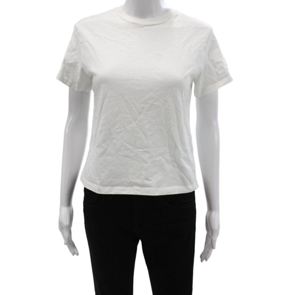 Reformation Women Basic White Cotton Crew Neck Short Sleeve T-Shirt Size XS